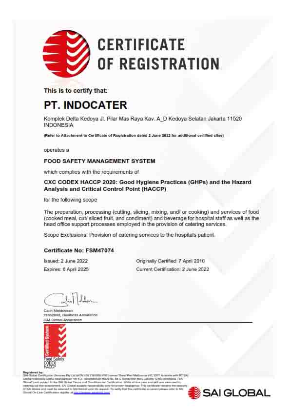 Certificate HACCP